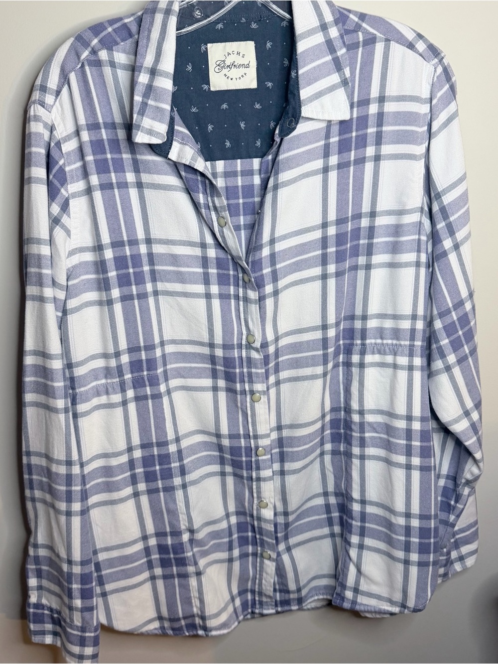 Jachs Lavender and White Plaid Button-Down Flannel Shirt *flaw